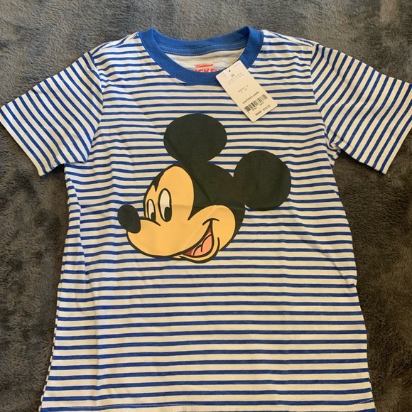 Disney Mickey Mouse Blue and White Striped Tee - Picture 1 of 3